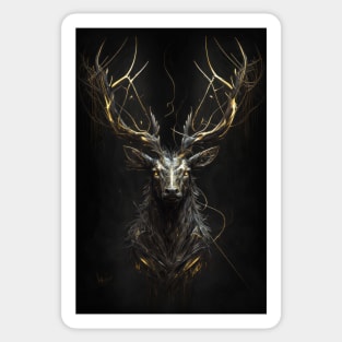 Stag Portrait Animal Nature Wildlife Dark Painting Wild Spirit Sticker